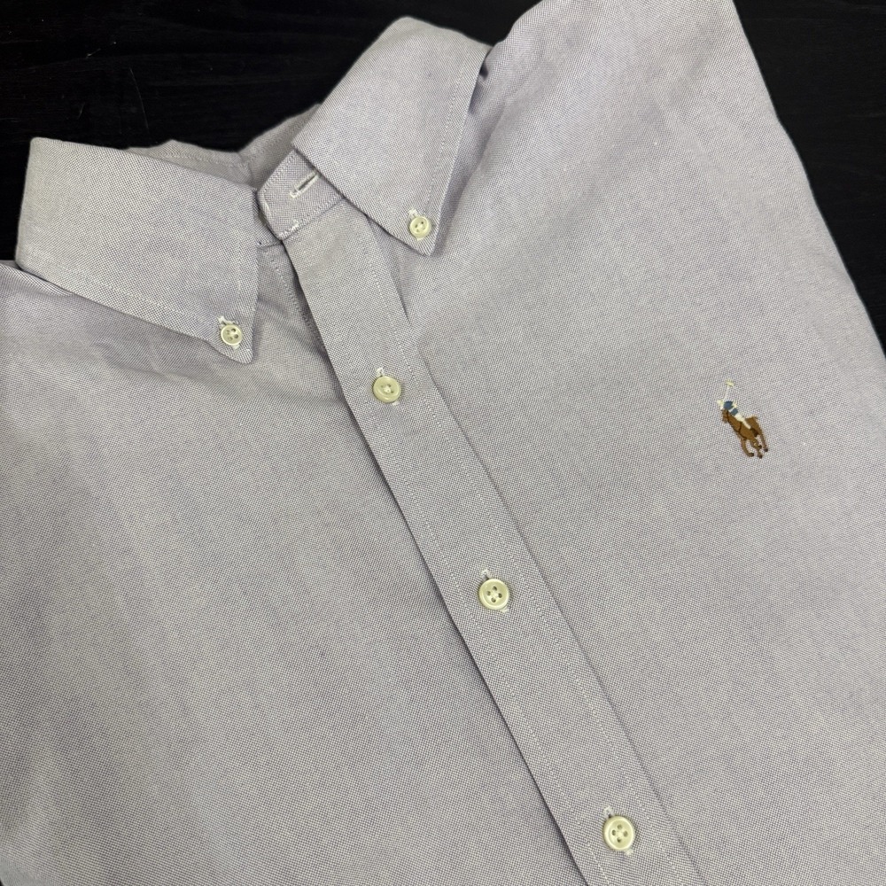 Polo Ralph Lauren Shirt Mens XL Purple Custom Fit Button Down Flesh Pony Oxford*